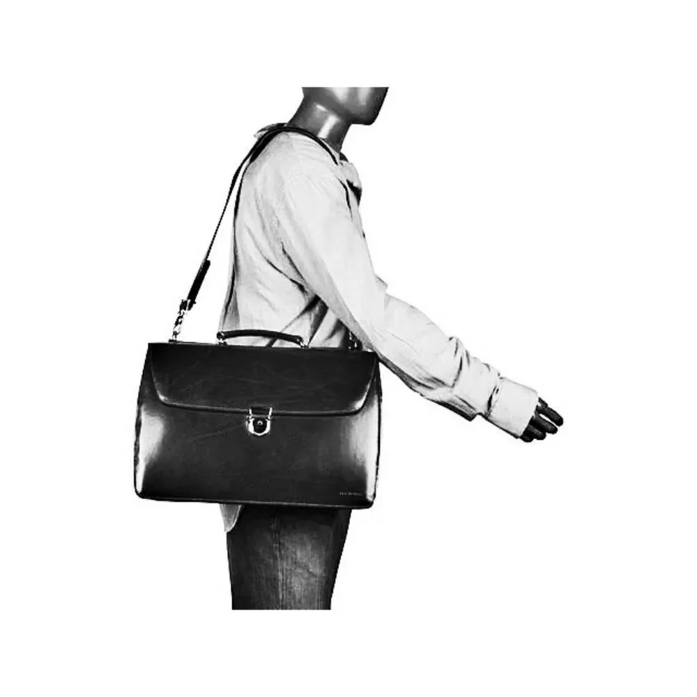 Jack Georges Black Elements Briefcase with Key & Tag